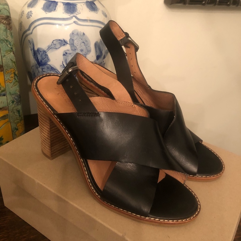Madewell Black Slingback Crisscross 4in Sandals